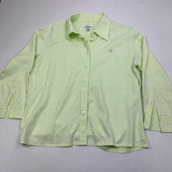 Lilly Pulitzer Soft Green Button-front Collared Long Sleeve Blouse, 8 - Picture 2 of 11